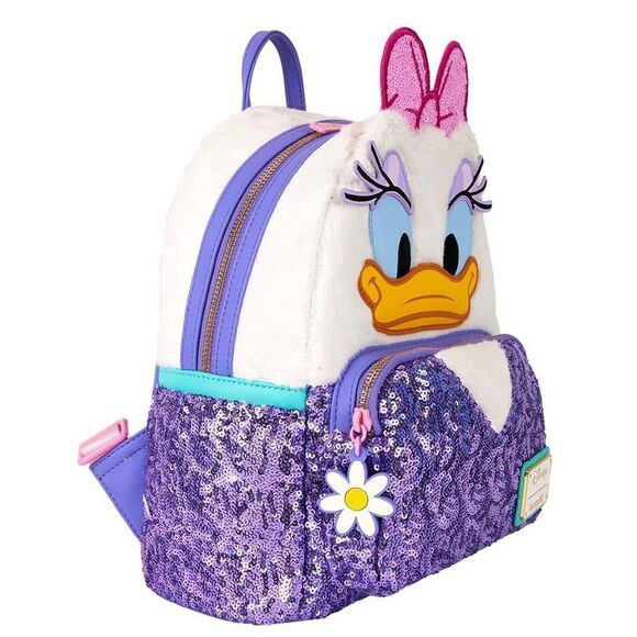 Loungefly Disney Daisy Duck Plush Sequin Mini Backpack - Picture 2 of 7